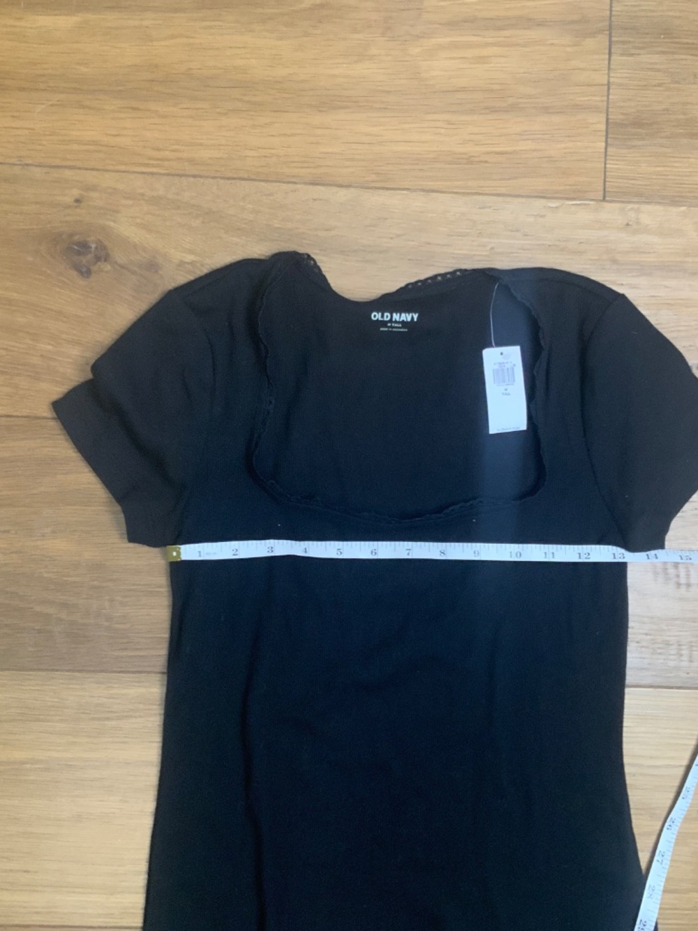 NWT Old Navy Square Neck Short-Sleeved T-Shirt Black Size M Tall - Picture 9 of 9